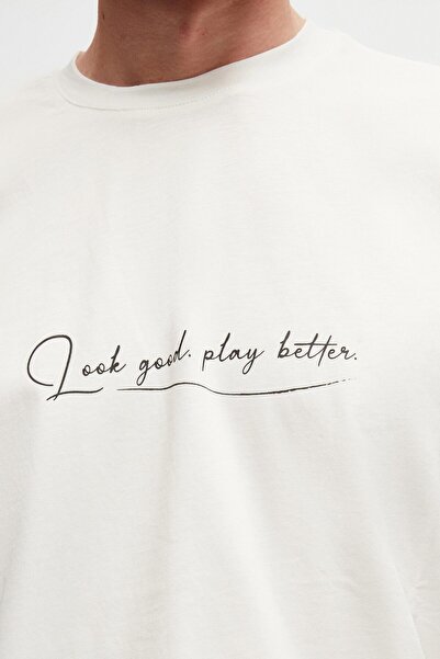 Twn Μπλουζάκι Oversize Λευκό εμπριμέ 100% βαμβάκι