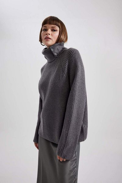 DeFacto Relax Fit Zipper Collar Thessaloniki Fabric Sweater A8620Ax23Wn