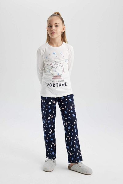DeFacto Girls Printed Long Sleeve Mini Me Pajamas Set B8821A823Wn