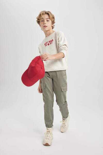 DeFacto Chlapčenské Cargo Jogger štandardné nohavice s textúrou A9344A823WN