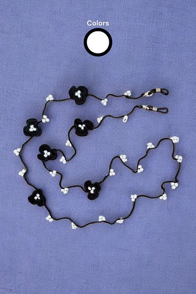 nftart.design Beads and Embroidered Flowers - Handmade Glasses String Strap
