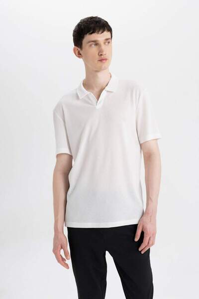 DeFacto Slim Fit Slim Fit Short Sleeve White Polo T-Shirt W9274Az23Sp