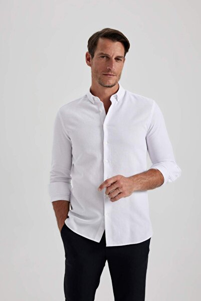 DeFacto Modern Fit Dokulu Uzun Kollu Gömlek B6582AX23SM