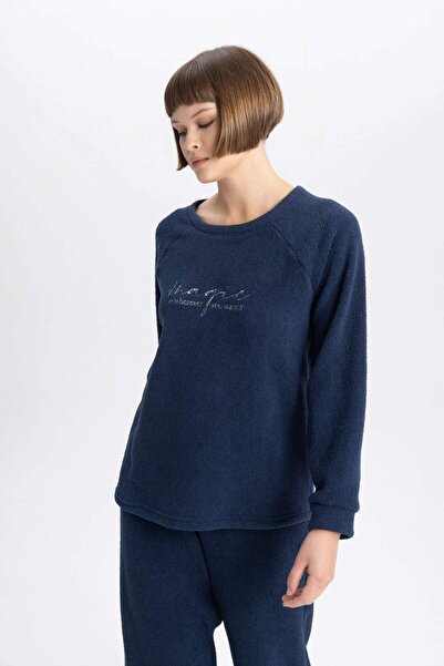 DeFacto Pijama Takımı Uzun Kollu Üst Esnek Belli Uzun Alt-Fall in Love A3374AX23WN