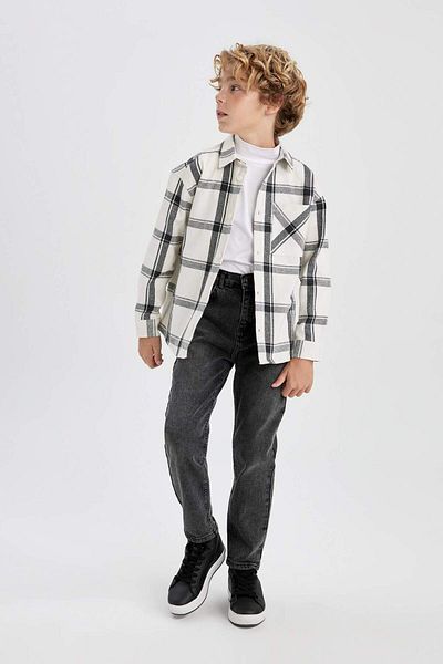 DeFacto Boy's Oversize Wide Fit Flannel Long Sleeve Shirt A9399A823Wn