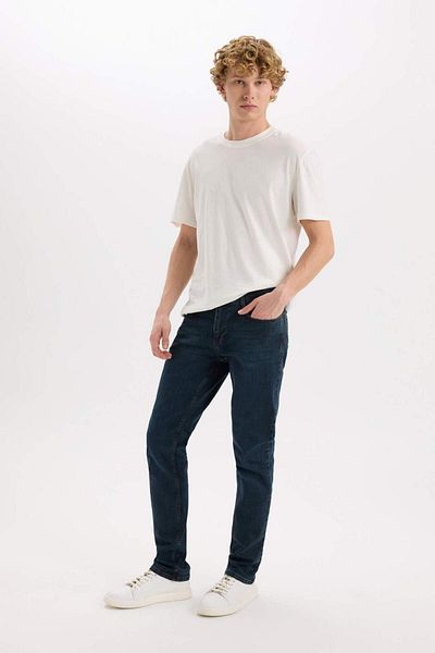 DeFacto Pedro Slim Fit, model îngust, talie normală, pantaloni de jeans cu picioare înguste B4860AX23WN