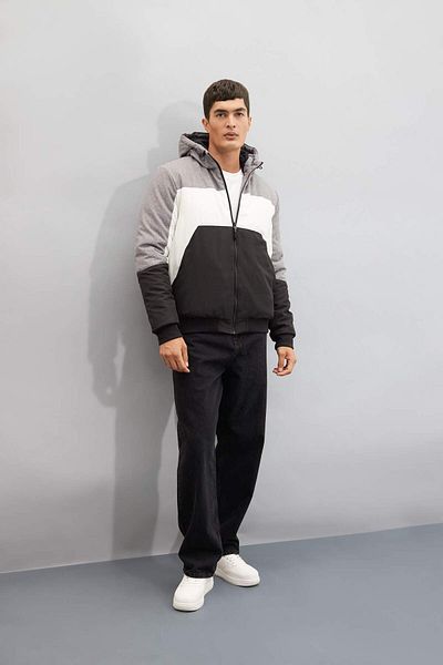 DeFacto Water Repellent Coat Slim Fit Close-Fitting Hooded Fleece-Lined Zipper N4530Az23Au