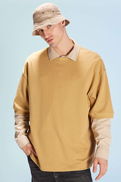 DeFacto Loose Fit Bisiklet Yaka Kısa Kollu Ağır Kumaş Basic Düz Tişört B4844AX23WN