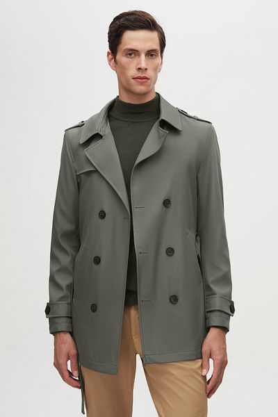 D'S Damat Groom Regular Fit - Khaki Top Coat with Epaulettes and Waist Belt