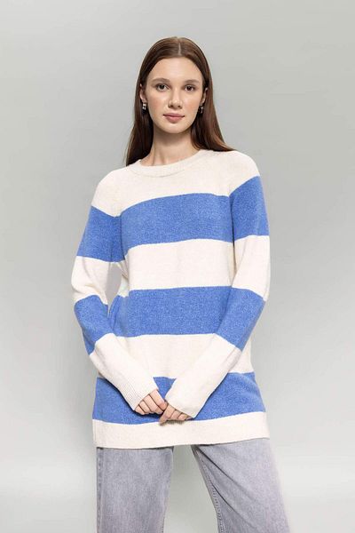 DeFacto Regular Fit Crew Neck Striped Knitwear Sweater Tunic B3815Ax23Wn
