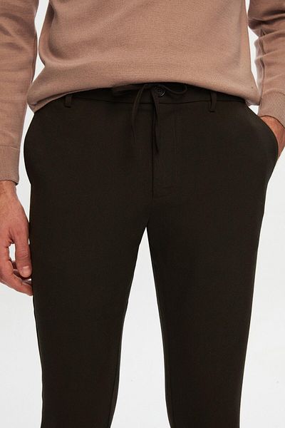 D'S Damat Ds Groom Slim Fit Khaki Elastic Waist Drawstring Zippered Lycra Comfortable Jogger Pants