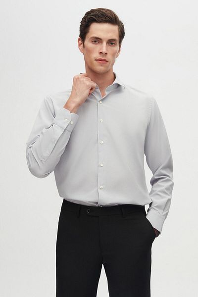 D'S Damat Ds Groom Slim Fit Gray Classic Tie Tie Long Sleeve Easy-Iron Shirt