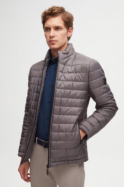 D'S Damat Ds Groom Slim Fit Gray Windproof Fiber Filled Inflatable Coat