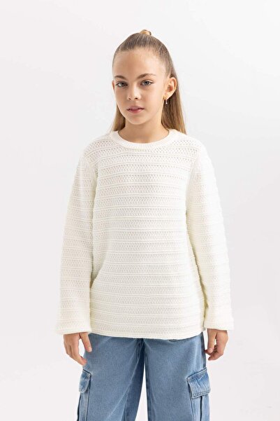 DeFacto Girl's Crew Neck Knitted Sweater B1926A823Wn