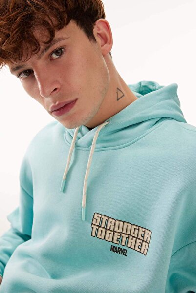 DeFacto Marvel Comics Oversize Φαρδιά Μορφή με κουκούλα πίσω εμπριμέ χοντρό φούτερ A7877AX23WN