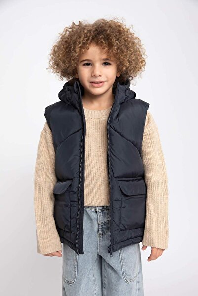 DeFacto Boy's Hooded Fleece-Lined Puffer Vest A2524A823Wn