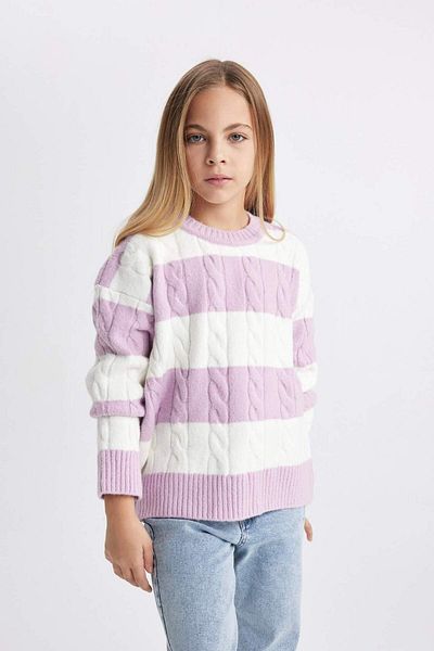 DeFacto Dziewczęcy sweter z golfem i prążkami B1925A823WN