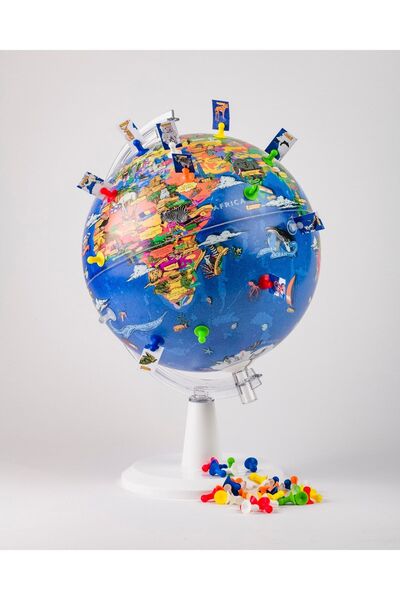 Gürbüz Yayınları My World Globe + Grafik Stant + Pin + Pin Kartları 26 Cm Çap