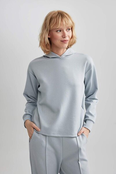 DeFacto Fit Cap Sweatshirt - Standard Sailor Fabric Sports Model A5626Ax23Au