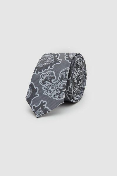D'S Damat Cravată Ds Damat Gri cu Motiv 5,5 Cm