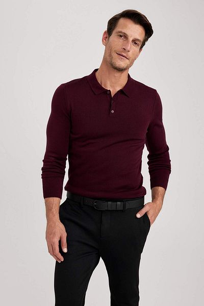 DeFacto Slim Fit Slim Fit Guler Polo Pulover de bază uni Y0902AZ23AU