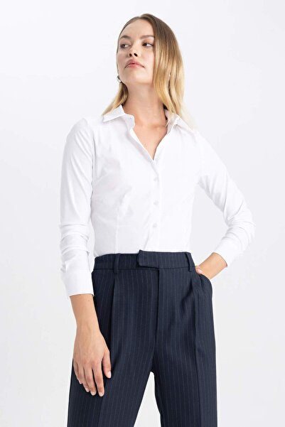 DeFacto Fitted Basic Düz Uzun Kollu Gömlek I5278AZ23AU