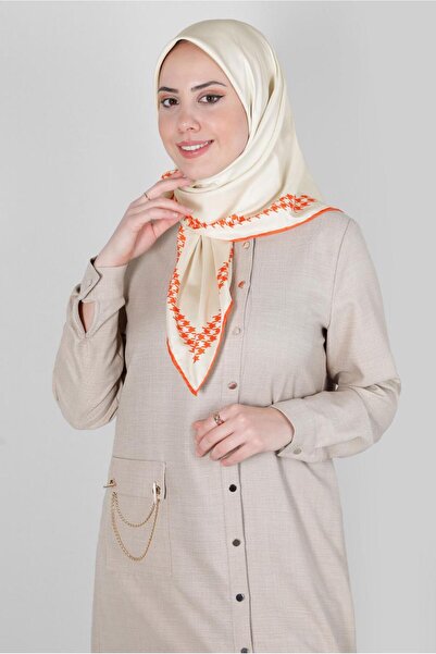 Alvina Ψηφιακό ίσιο κασκόλ ALVİNA 8137 - Κοπή και μοντέλο