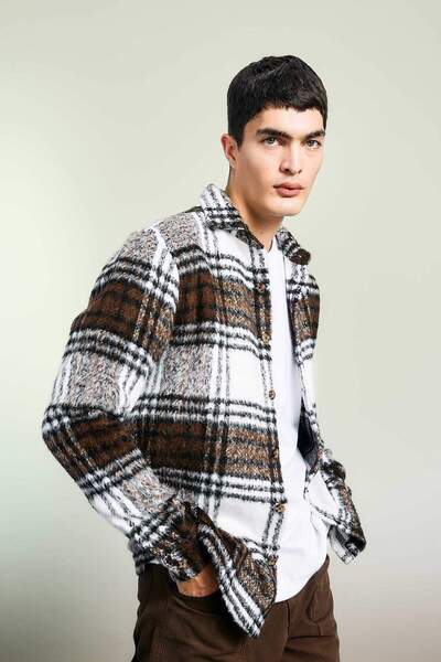 DeFacto Regular Fit Polo Yaka Ekose Desenli Gömlek Ceket A7996AX23WN