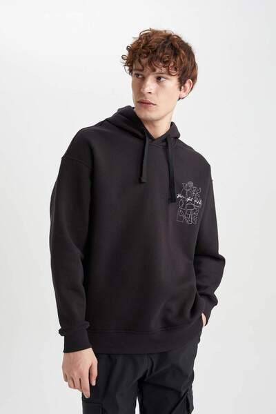 DeFacto Oversize Fit Geniş Kalıp Sırt Baskılı Kapüşonlu Sweatshirt A4792AX23AU