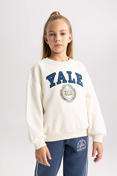 DeFacto Girls' Yale University Relax Fit Crew Neck Sweatshirt A7737A823Au