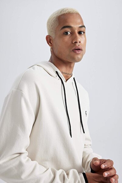 DeFacto DeFactoFit Standard Fit Φούτερ με κουκούλα καγκουρό με τσέπες X9031AZ23AU