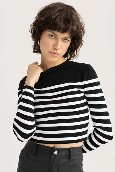 DeFacto Pulover cu decolteu în dungi Slim Fit Z9142AZ23AU