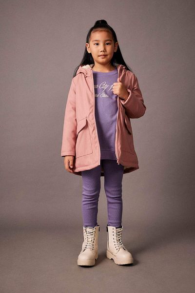 DeFacto Girl's Waterproof Plush Lined Hooded Raincoat A0882A823Au