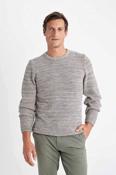 DeFacto Pulover de tricotaj simplu de bază, cu decolteu, cu croiala standard, N9902AZ23WN