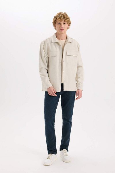 DeFacto Relax Fit Lumberjack Basic Plain Pocket Košile s dlouhým rukávem A6876AX23AU