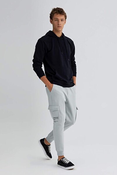 DeFacto Regular Fit Jogger Sweatpants Cargo Pocket Basic Plain Waist Lace-Up Elastic Leg Y5533Az23Au