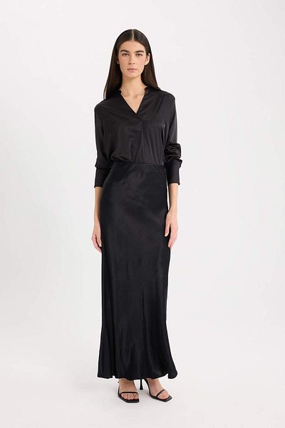 DeFacto A-Line Regular Waist Satin Midi Skirt B1867Ax23Au