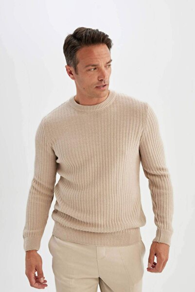 DeFacto Standard Fit normál szabású nyakú jacquard kötöttáru pulóver A5234AX23WN