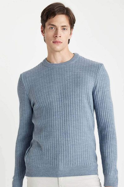DeFacto Pulover de tricotaj jacquard cu decolteu crew, cu croiala standard, A5234AX23WN