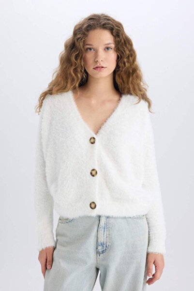 DeFacto Oversize Wide Fit V-Neck Knitwear Cardigan K7886Az23Wn