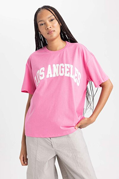 DeFacto Μπλουζάκι με κοντό μανίκι Oversize Crew Neck B0661AXNS