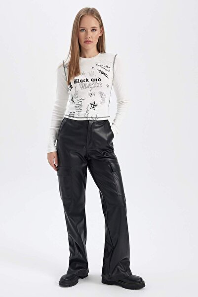 DeFacto Μακρυμάνικο μπλουζάκι με στάμπα με στάμπα B1045AX23AU