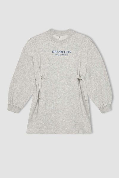 DeFacto Girl's Crew Neck Printed Sweat Dress B2584A823Au