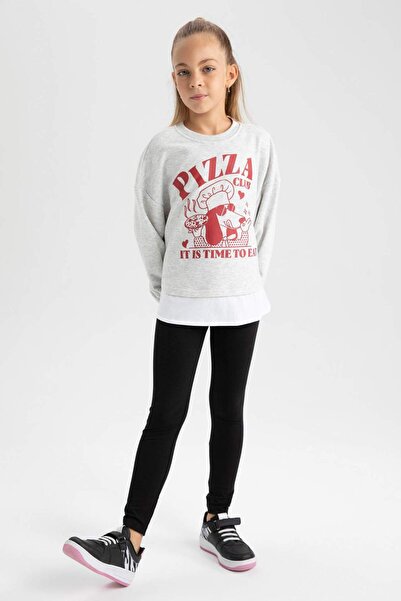 DeFacto Girl's Printed Sweatshirt Leggings 2 Piece Set B3102A823Au
