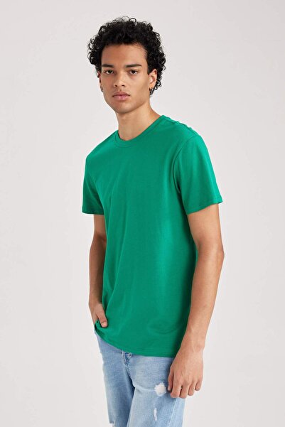 DeFacto %100 Pamuk Slim Fit Dar Kesim Bisiklet Yaka Basic Düz Kısa Kollu Tişört B0653AXNS