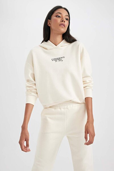 DeFacto Silná mikina Relax Fit s kapucí a potiskem B3855ax23au