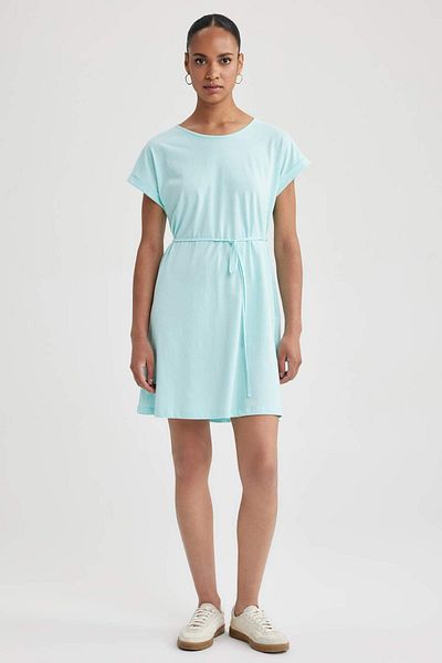 DeFacto A-Line Crew Neck Combed Cotton Short Sleeve Dress B0655Axns