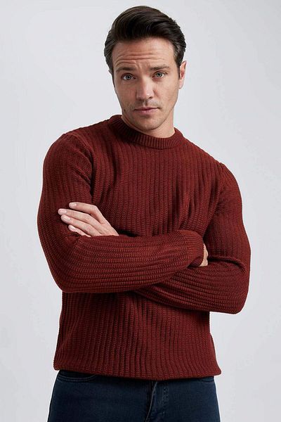 DeFacto Pulover de tricotaj jacquard cu decolteu crew, cu croiala standard, A5234AX23WN