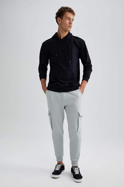 DeFacto Regular Fit Jogger Sweatpants Cargo Pocket Basic Plain Waist Lace-Up Elastic Leg Y5533Az23Au