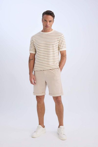DeFacto Summer Pique Bermuda Shorts with Lace-Up Waist A7341Ax23Hs